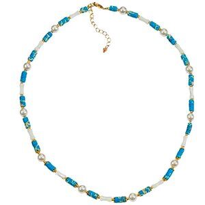 Turquoise and Pearl Necklace | Boho Chic Statement Jewelry